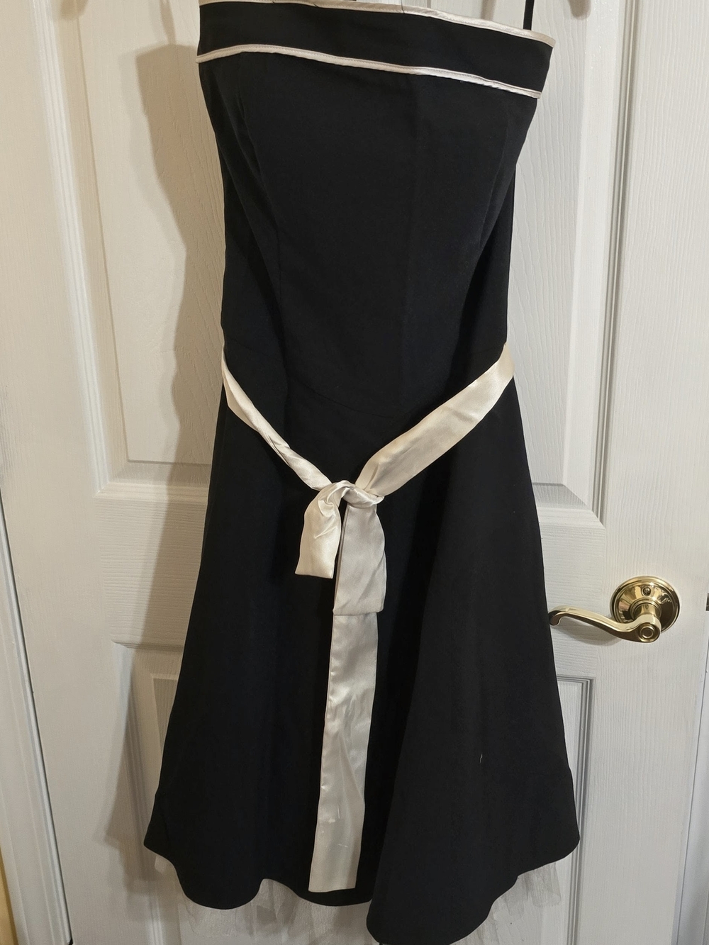 Ruby Rox Black Strapless A-Line Dress with Cream Trim
